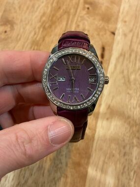 HAUREX Italy Women's FS356DP1  Magister Purple Leather Band WATCH Great